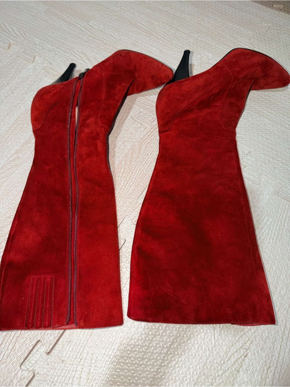 Red Suede Women's Dress - Classic Elegant Fit
